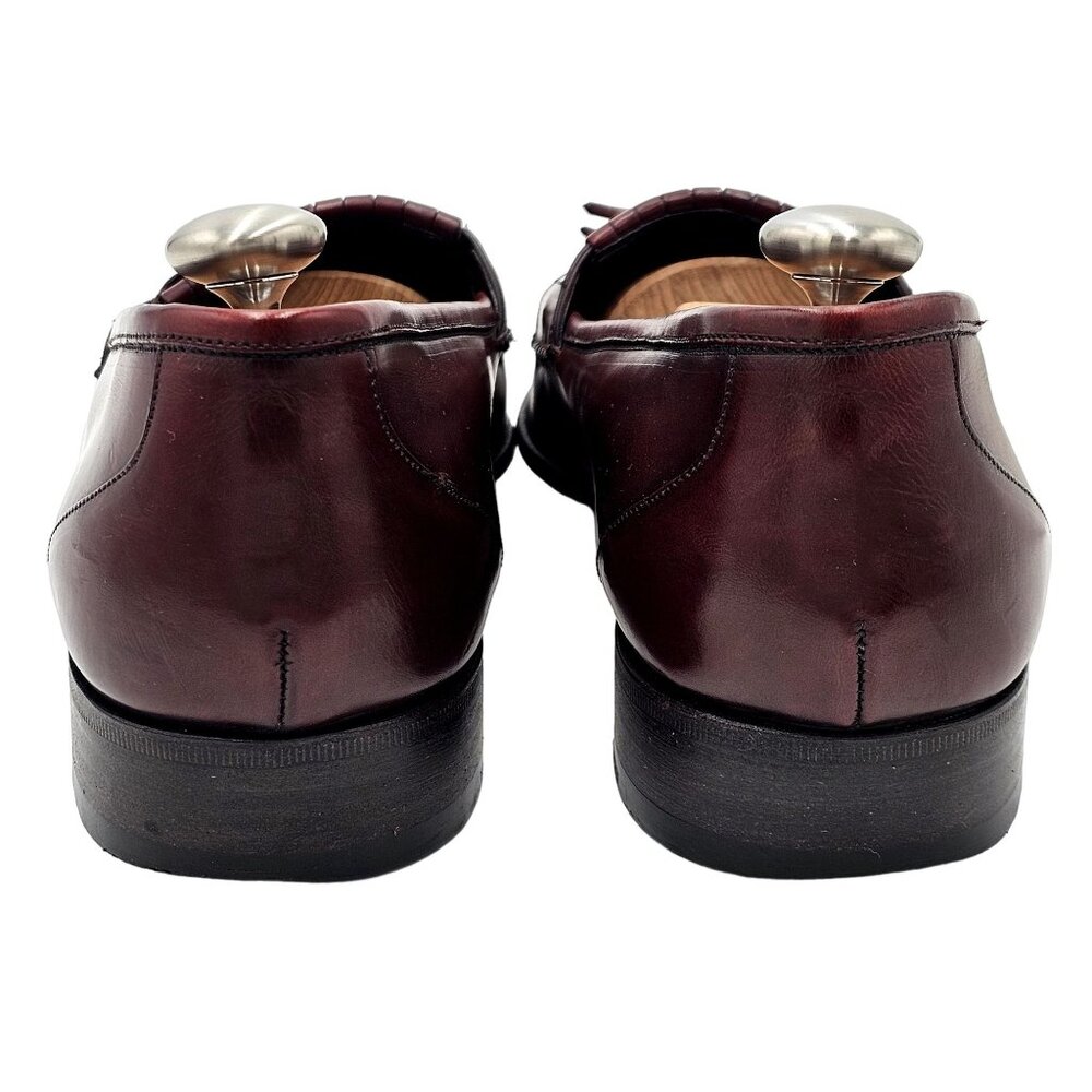 Vintage Bragano Cole Haan Italy 10.5 Burgundy Leather Dress Shoes Tassel Loafers - Picture 6 of 14